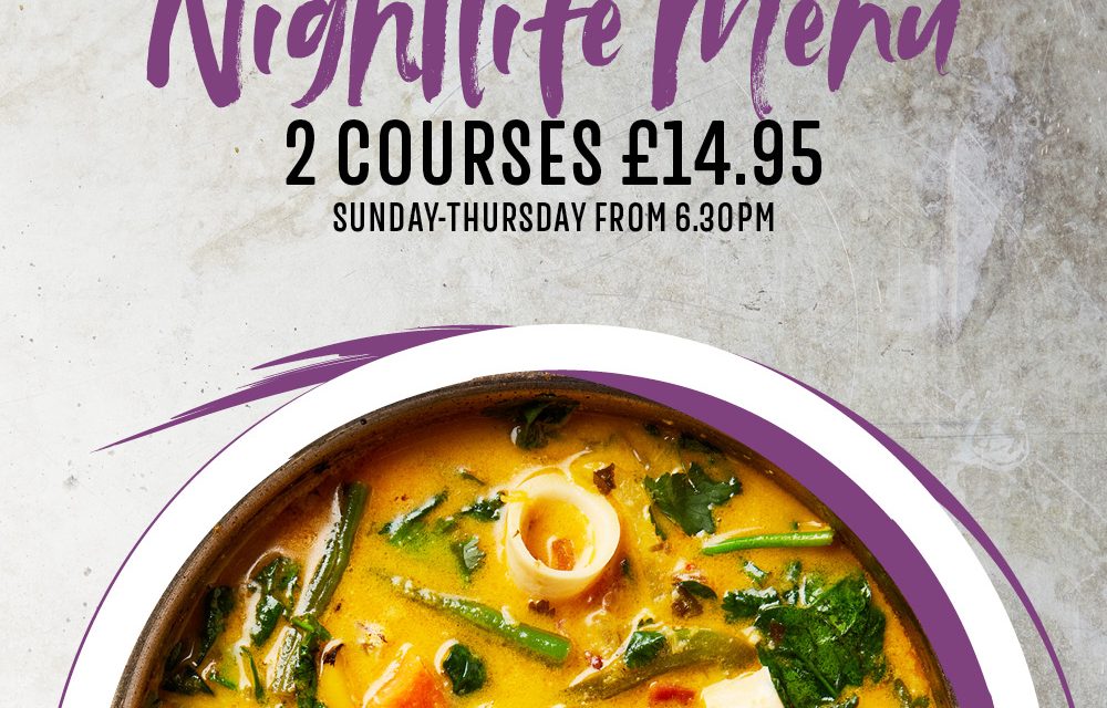 Promotion: Nightlife Menu – 2 courses at £14.95 – at Las Iguanas